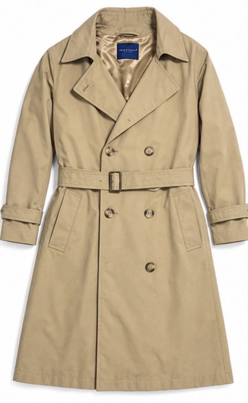 Towncraft Men’s Trench Coat Size 40 Regular Tan Khaki Belted Double Breasted